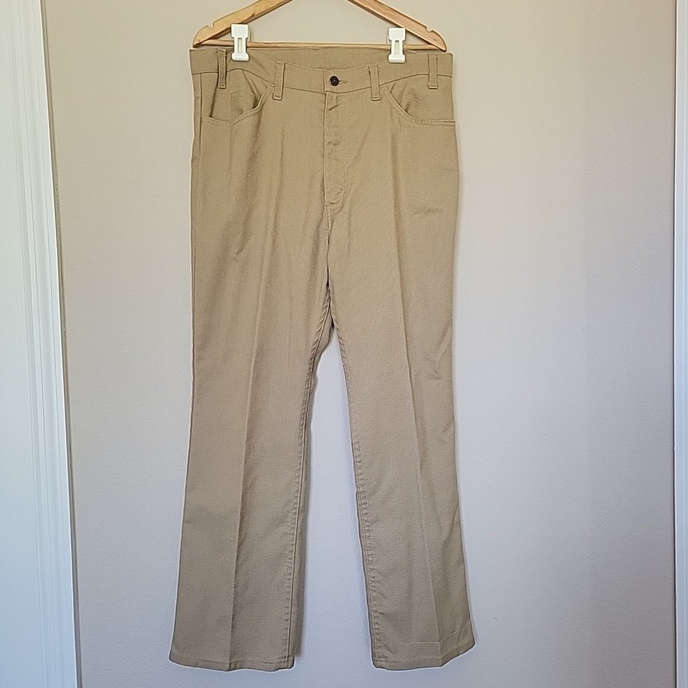 Vtg Levi's 517 STA-PREST Pants Mens 36×30 Boot Cut 90s USA Black Label Khakis